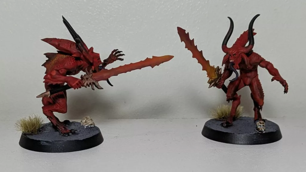 Two Warhammer 40K Khorne Chaos Daemons Bloodletters