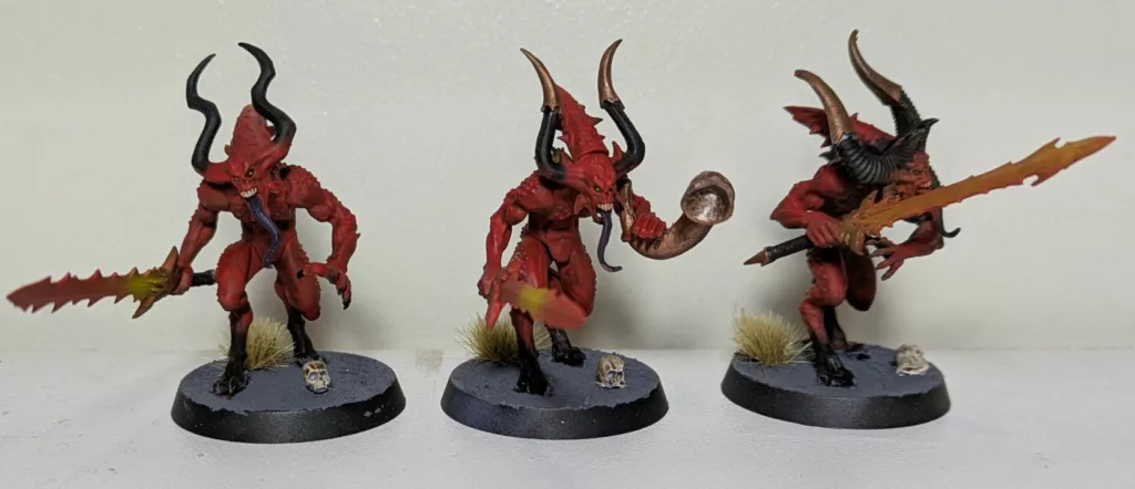 Three Warhammer 40K Khorne Chaos Daemons Bloodletters