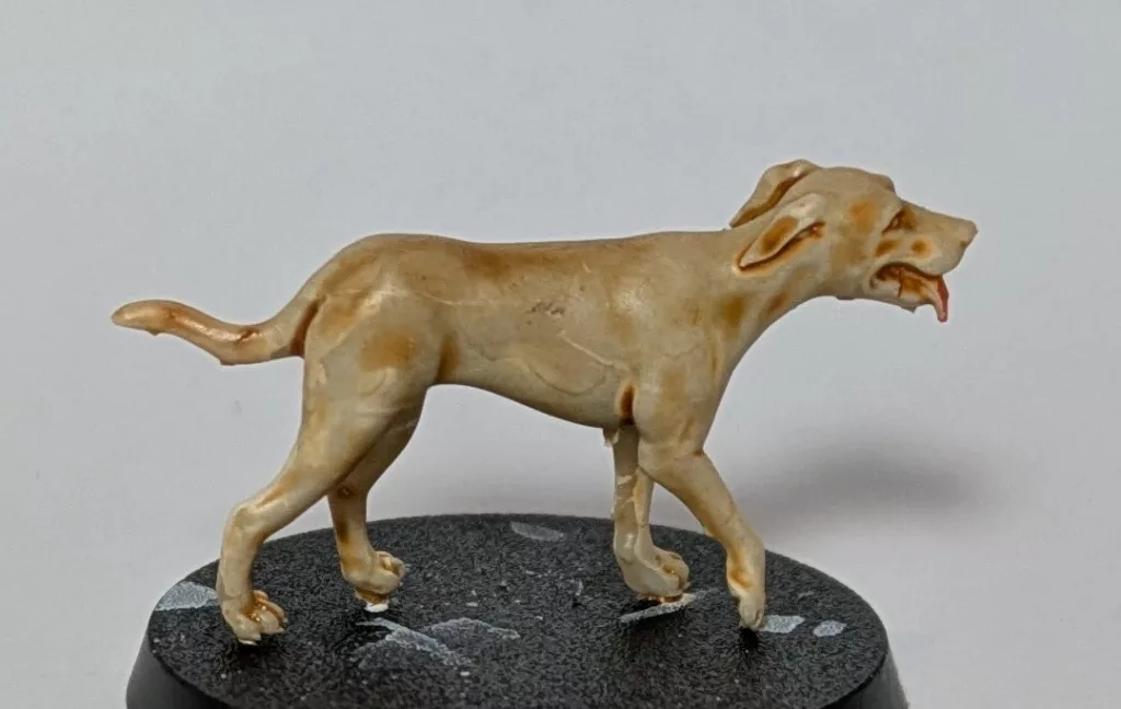 A miniature beige dog.