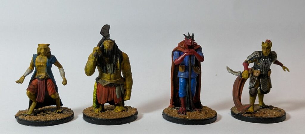 1 wolf-lady, a bear-man, a dragonkin and a fox-lady.