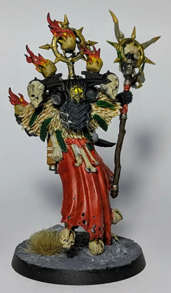 A Warhammer 40K Chaos Space Marines from the Black Legion, a Master of Possession, picture taken fro the back.